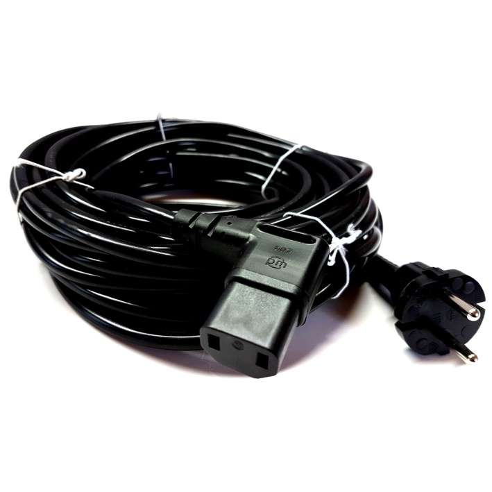 Staubsaugerkabel mit Kaltgerätestecker 180° gedreht abgewinkelt 10m