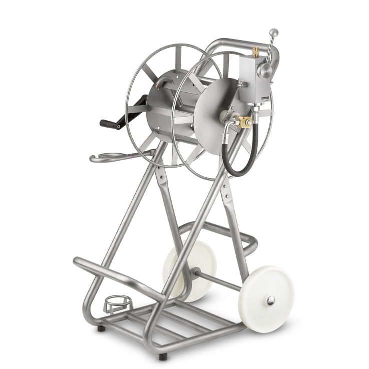 KÄRCHER Mobiler Reinigungswagen mit 2-fach Dosiereinheit und Schlauchtrommel, Edelstahl - 2.641-704.