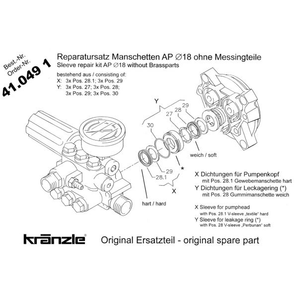 Reparatur-Satz "ML" AP-Pumpen 18 mm Manschetten 410491
