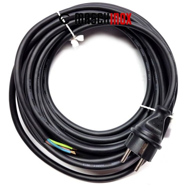 Netzkabel (Gummi) 3 x 1,5 mit Schukostecker 10m schwarz
