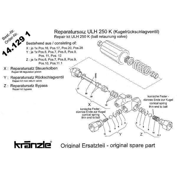 Reparatur-Satz 14.1291 für UL 100 und UL 250 Edelstahl