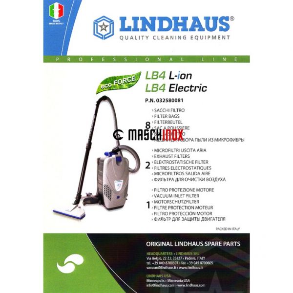 LINDHAUS 8 Vliesfilterbeutel + Mikrofilter LB4 032580081